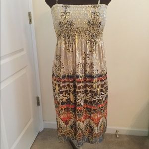 Halter Style Dress colors of Gold, Browns, Taupe